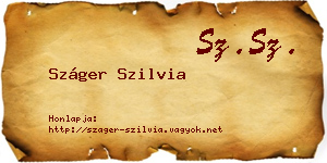 Száger Szilvia névjegykártya
